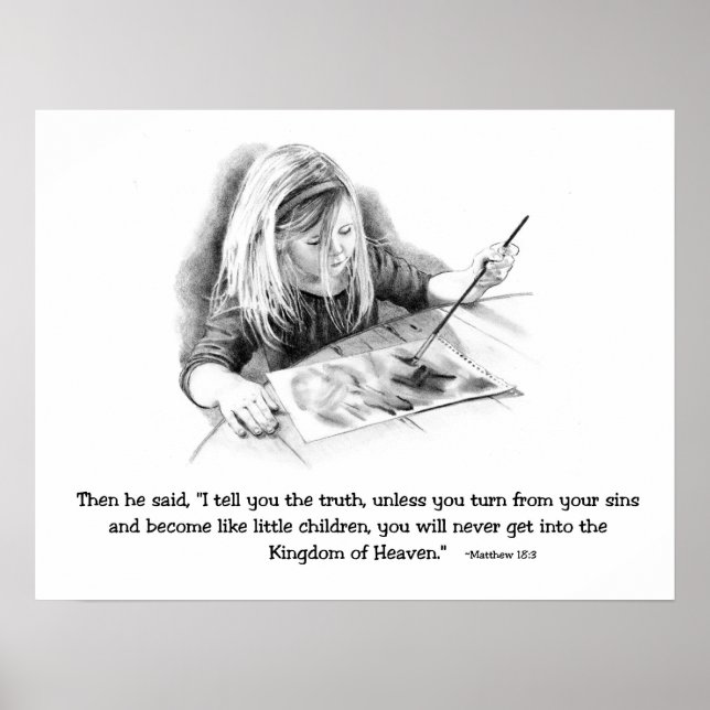 Póster Verso De La Biblia: Dibujo De Lápiz De Pequeños Ch (Frente)