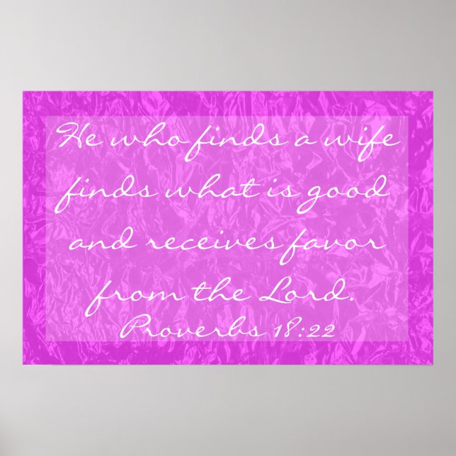 Póster verso de la biblia el que encuentra una esposa Pro (Frente)