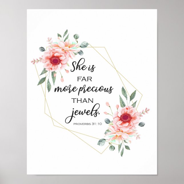 Póster Verso de la Biblia, es mucho más preciosa que joya (Frente)