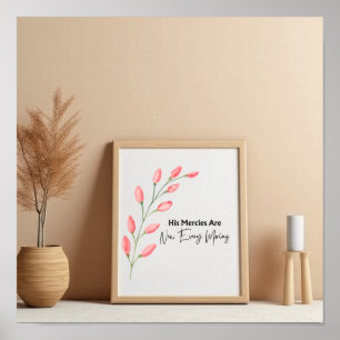 Póster Verso De La Biblia Floral Rosa Basado En Lamentaci