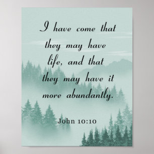 Póster Verso de la Biblia, John 10:10, Más Abundante
