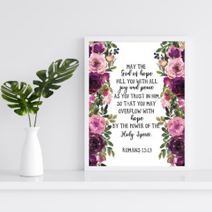 Póster Verso de la Biblia Romanos ciruela escritura flora