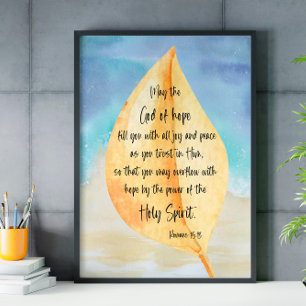 Póster Verso de la Biblia Romanos Poster azul amarillo