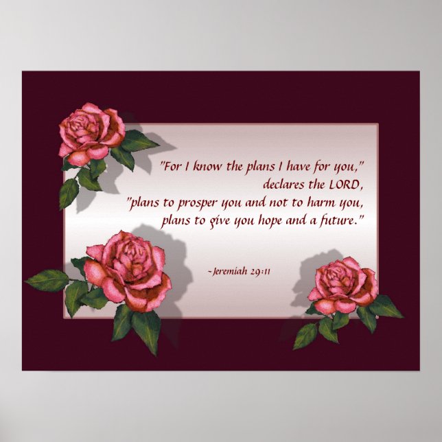 Póster Verso de la Biblia: Rosas rosas rosas: Jeremías 29 (Frente)