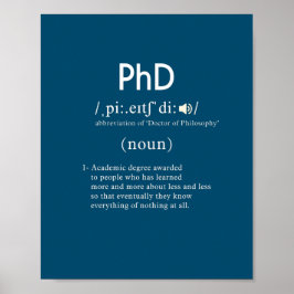 Póster vertical de definición de phd divertida
