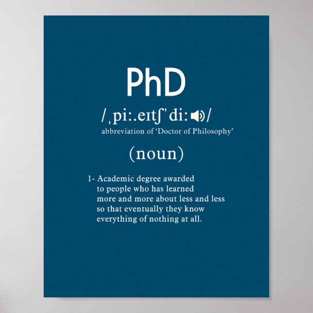Póster vertical de definición de phd divertida (Frente)