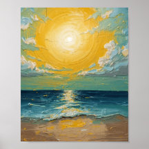 Póster vertical de playa soleada – Pared vibrante 
