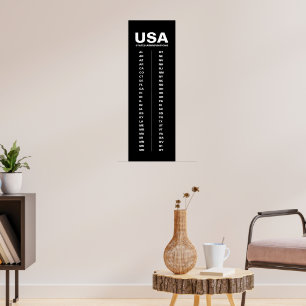 Póster vertical minimalista negro de los 50 estado