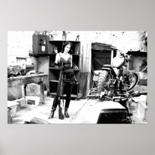 Póster Vertiente de la bici con el rifle y Jack