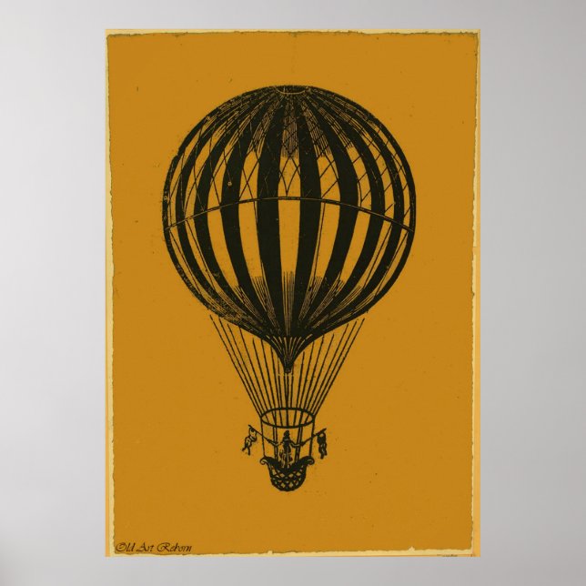 Póster Very Old Hot Air Balloon Pencil Drawing (Frente)