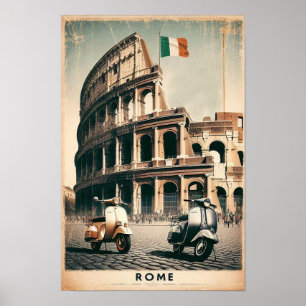 Póster Vespa Roma Vintage y Colosseo