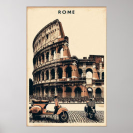 Póster Vespa Roma Vintage y Colosseo