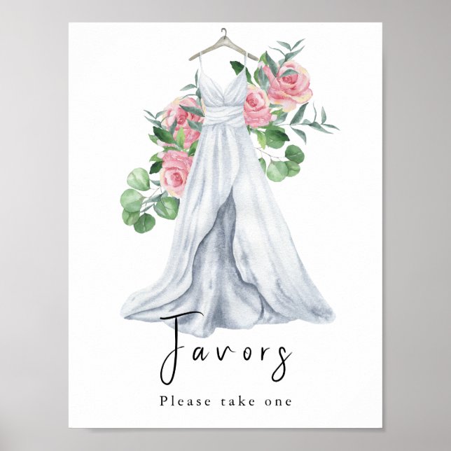Póster Vestido acuarela con flores - favores (Frente)