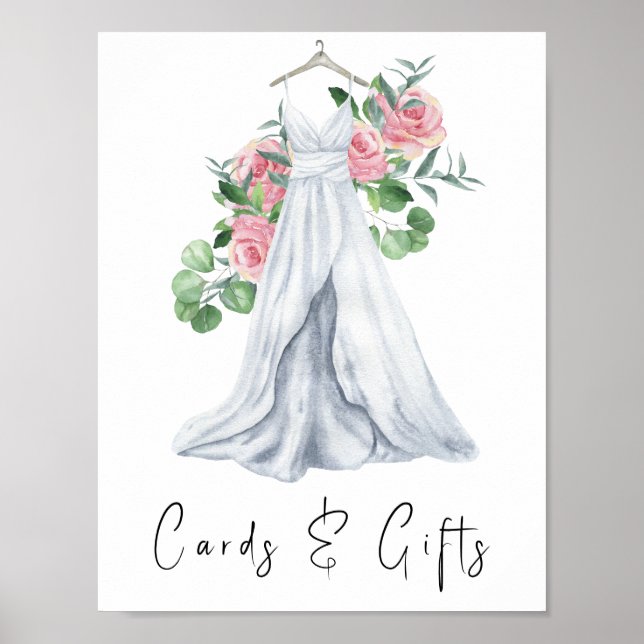 Póster Vestido acuarela con flores - tarjetas y regalos (Frente)