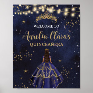 Póster Vestido azul marino Chic Starry Night Quinceañera