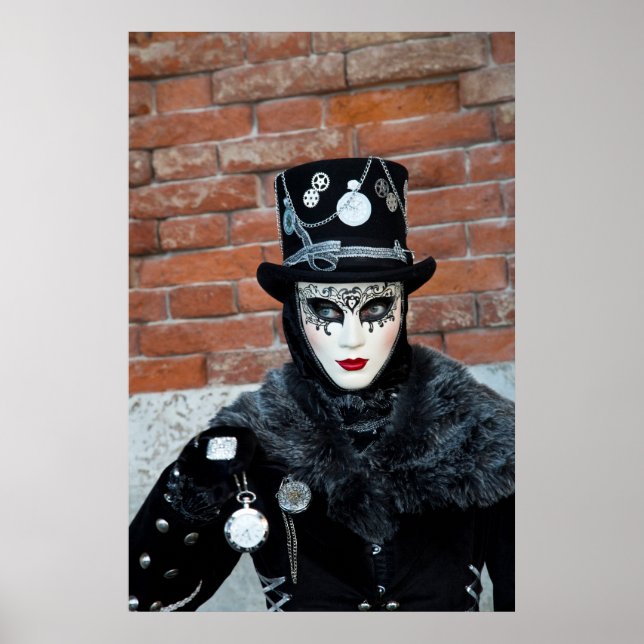 Póster Vestido de Carnaval de Reloj, Venecia (Frente)