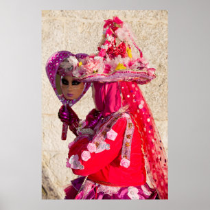 Póster Vestido de Carnaval Rojo, Venecia