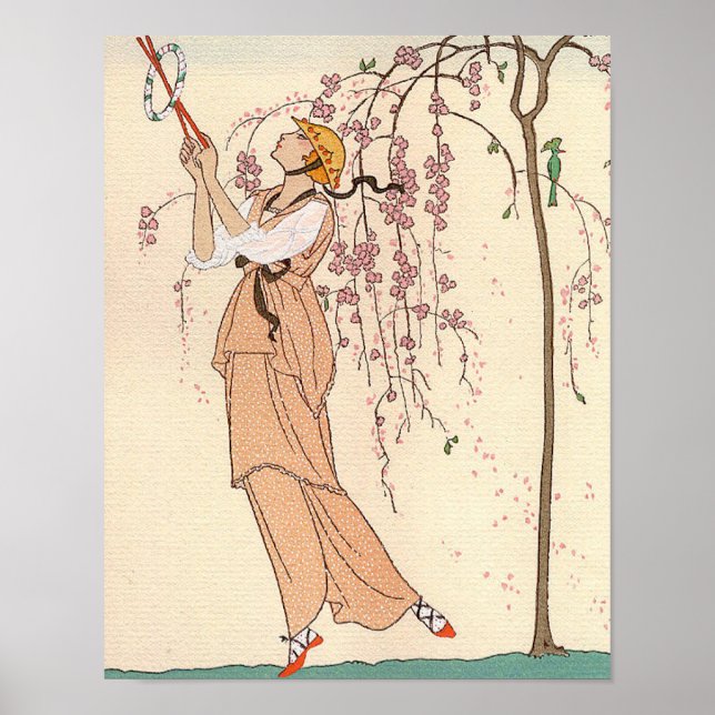 Póster Vestido de juego de Ilustracion cruzado Art Deco (Frente)