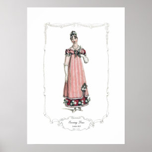 Póster Vestido de noche de la placa de moda de la