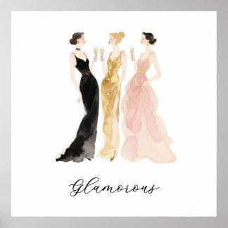 Póster Vestido de Noche para Damas Glamurosas y Elegantes