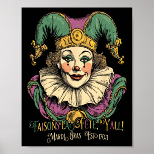 Póster Vestido Masque Mardi Vestimenta Mardi Gras C Vinta