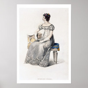 Póster Vestido nocturno, plato de moda de la Repo de Acke