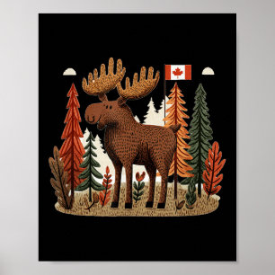 Póster Vestido Patriótico De Moose Con Bandera De Canadá