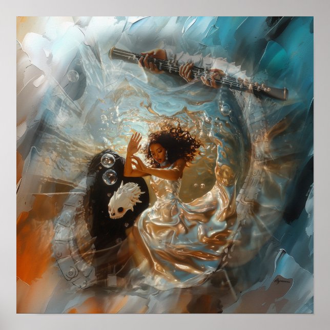 Póster Vestido plateado Sacerdotes Witchy AI Art Matte Va (Frente)