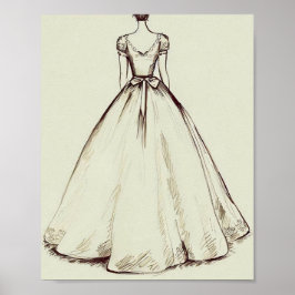 Póster Vestido simple de bodas de época