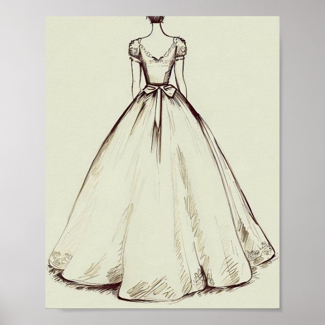 Póster Vestido simple de bodas de época (Frente)