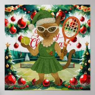 Póster Vestido temático de Navidad de tenis para amantes 