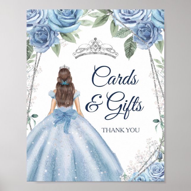 Póster Vestidos azul turbio Tarjetas de Quinceañera y Reg (Frente)