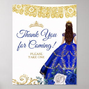 Póster Vestidos Azules Reales Quinceañera Floral Gracias 