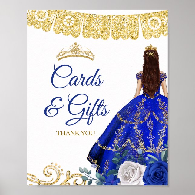 Póster Vestidos azules reales Tarjetas de Quinceañera y R (Frente)