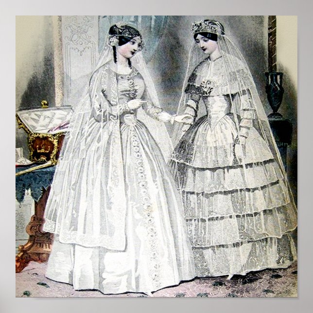 Póster Vestidos Bodas blancos antiguos (Frente)