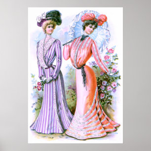 Póster vestidos de la moda de los 1900s