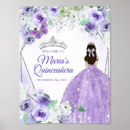 Póster Vestidos de plata y morado Quinceañera cumpleaños 