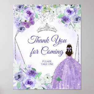 Póster Vestidos de plata y púrpura Quinceañera Gracias