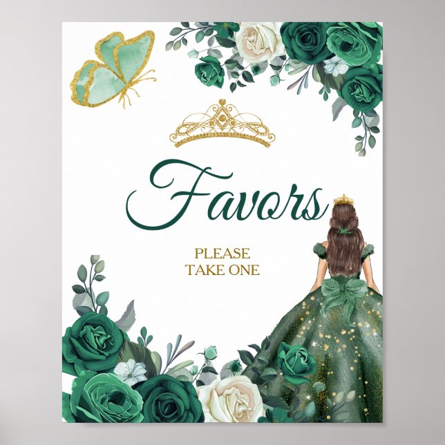 Póster Vestidos verde esmeralda Quinceañera favorece al P (Frente)