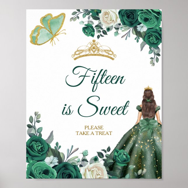 Póster Vestidos verde esmeralda Quinceañera Quince es dul (Frente)