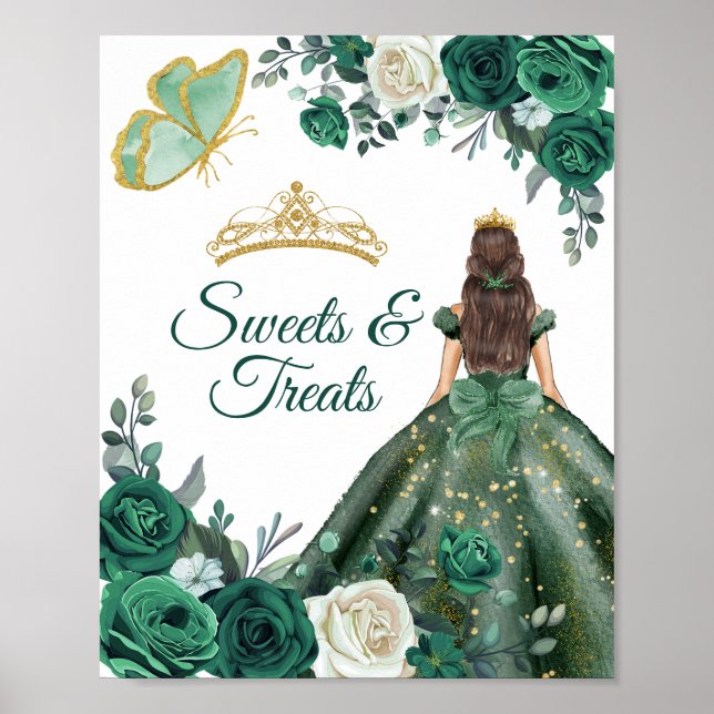 Póster Vestidos verde esmeralda Tratamientos dulces de Qu (Frente)