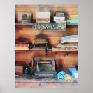 Póster Vestidos y máquina de coser