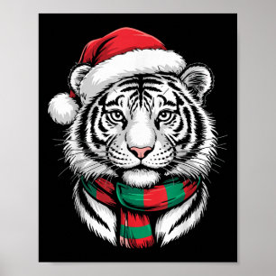 Póster Vestimenta de los Navidades de Tiger Xmas Santa Ha