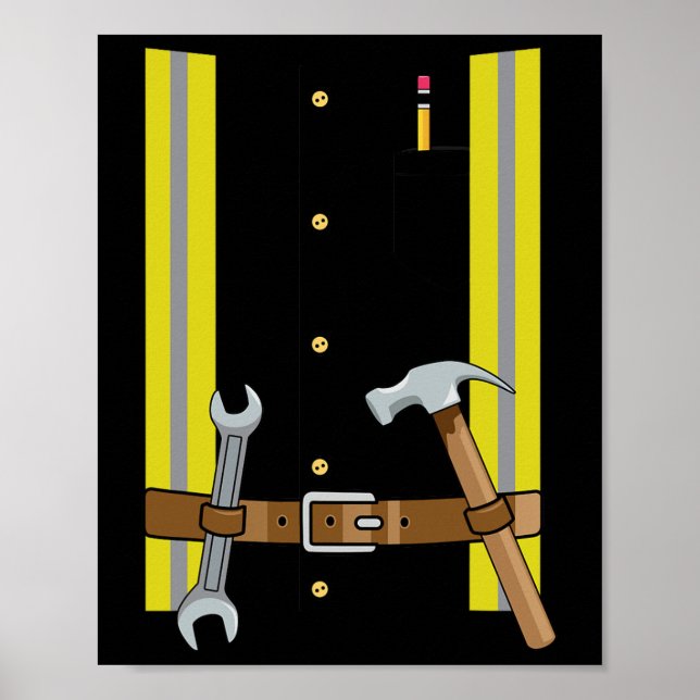 Póster Vestimenta Halloween De Trabajadores De Construcci (Frente)