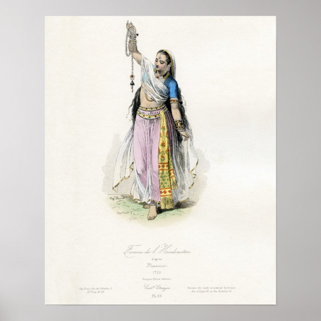 Póster Vestimenta tradicional de la mujer india (Frente)