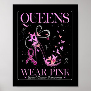 Póster Vestir Cáncer de Mama Rosa Awareness Bling Pink Ri