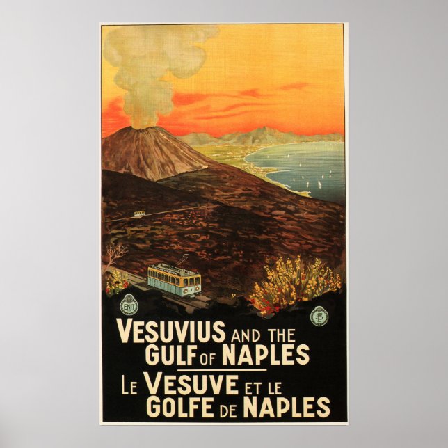 Póster VESUVIO y el Golfo de Nápoles ENIT Italia vacacion (Frente)