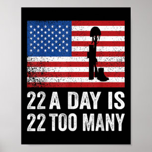 Póster Veterano 22 días Conciencia sobre el suicidio Ptsd