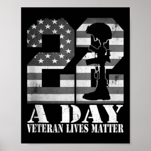 Póster Veterano de 22 al Día Vive Bandera Americana Milit