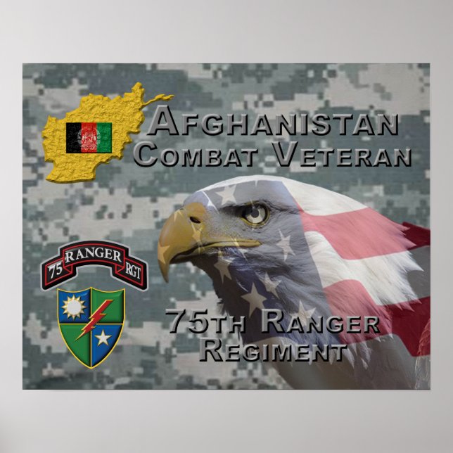 Póster Veterano de combate afgano 75º Regimiento de Guard (Frente)